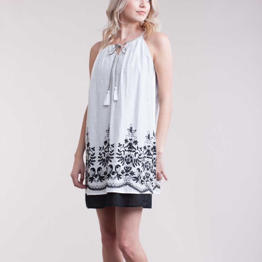 EMBROIDERED MINI DRESS